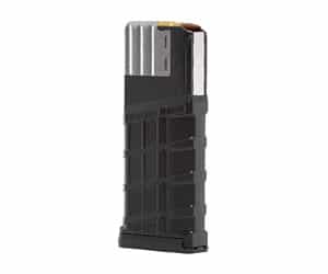 Lancer L7AWM Gen2 25rd black polymer rifle magazine side view