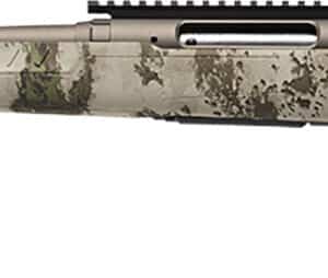 Savage AXIS 2 PRO .243 Winchester 20-inch left-hand rifle in Gun Metal Bronze Cerakote with Woodland camo stock