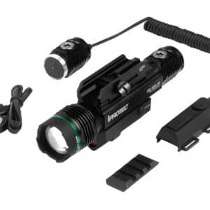 iProtec RM400LSR firearm light and laser combo, black anodized, 40/400 lumens, green light and red laser