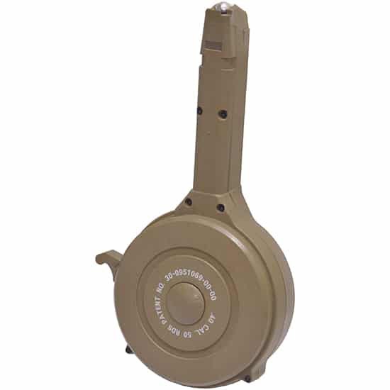 RWB 50-round tan polymer drum magazine for Glock .40 S&W