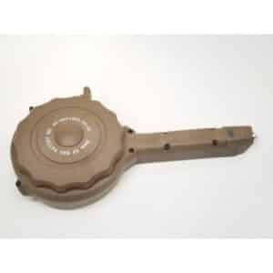 RWB tan polymer 50-round drum magazine for Glock, 9mm, side view