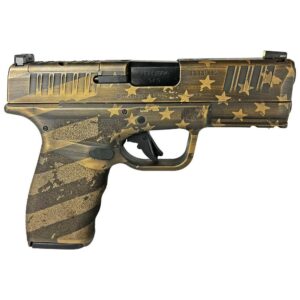 Springfield Armory Hellcat Pro OSP Distressed Flag Burnt Bronze 9mm handgun side view