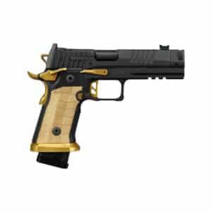 SIG Sauer P211 Spectre Comp 9mm pistol with 4.4 inch bull barrel, Nitron finish, Brass LOK grip panels
