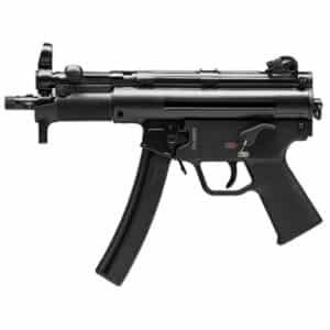 Heckler & Koch SP5K-PDW 9mm pistol, black, side view with magazines