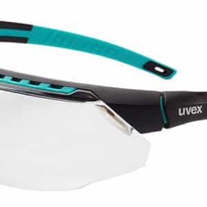 Howard Leight Uvex Avatar S2880HS clear Hydro Shield anti-fog safety glasses, Teal/Black frame