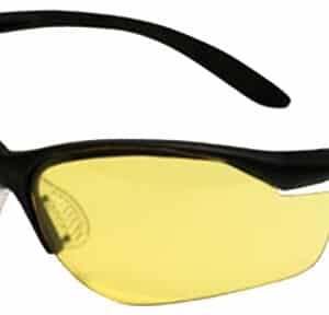 Howard Leight Vapor II amber lens safety glasses with black wraparound frame