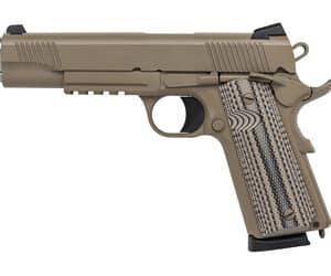 Tisas 1911 Duty Raider .45 ACP 5-inch FDE Cerakote pistol with G10 grips and Novak sights