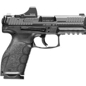 Heckler & Koch VP9A1 X 9mm pistol with Holosun SCS optic and two 15-round magazines in black.