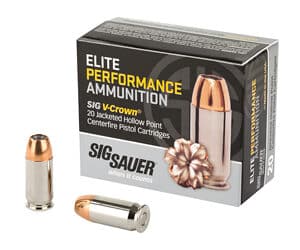 Sig Sauer Elite V-Crown .45 ACP 20rd box jacketed hollow point ammunition