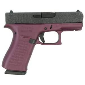 Glock 43X Glitter Slide Black Cherry Frame 9mm handgun on white background