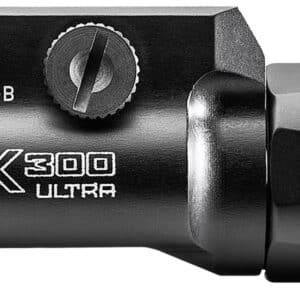 SureFire X300U-B 1,000-lumen weapon light, black anodized, mounted on rail