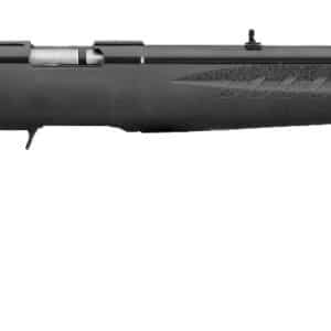 Ruger American Rimfire .22 LR rifle with 22-inch satin blued barrel and black synthetic stock