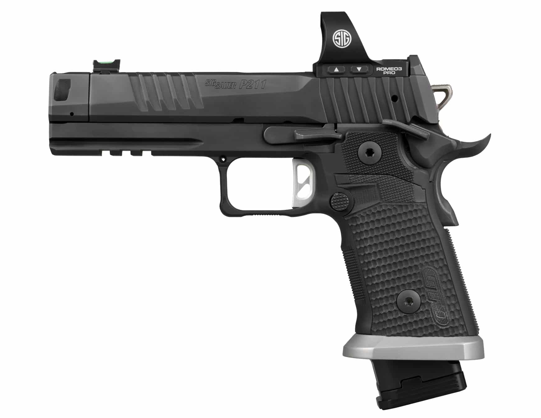 SIG Sauer P211 GTO ROMEO3 PRO 9mm pistol, 4.4in bull barrel, ROMEO3 PRO red dot