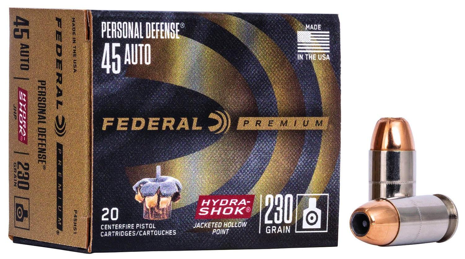 Federal Premium Hydra-Shok .45 ACP 230 gr JHP 20 rd box