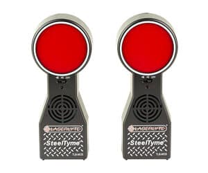 LaserLyte SteelTyme Target 2-Pack alloy steel laser training targets in black and red