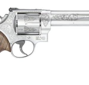 Smith & Wesson 629 engraved stainless revolver with walnut grips and 6.5 inch barrel