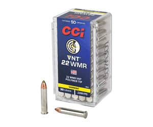 CCI VNT .22 WMR 30 gr polymer tip rimfire ammunition 50-round box