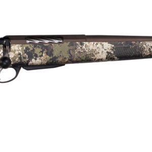 Tikka T3x Lite 300 WSM rifle with Veil Wideland camo synthetic stock and 24.3-inch fluted threaded barrel