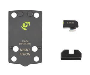 Night Fision optic plate and tritium front sight combo for Glock 43X MOS, black