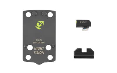 Night Fision optic plate and tritium front sight combo for Glock 43X MOS, black