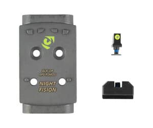 Night Fision optic plate and tritium front sight combo for Glock Full-Size MOS, black