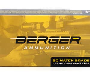 Berger 6mm Creedmoor 109 gr LRHT target rifle ammunition, 20 rounds per box
