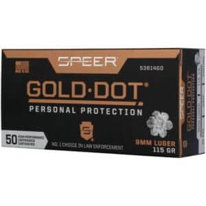 Speer Gold Dot 9mm Luger 124gr JHP personal protection ammunition 50-round box