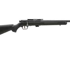 Savage Mark II FV-SR .22 LR bolt-action rifle with 16.5-inch threaded fluted barrel and black synthetic stock