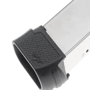 XTech Tactical black polymer grip extension for Springfield Hellcat 10‑round magazine