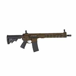 LWRC ICMKII SBR 5.56mm with 14 inch barrel in Patriot Brown, front-right view