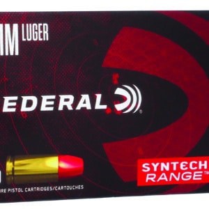 Federal American Eagle Syntech 9mm 124gr TSJ ammunition box, 50 rounds