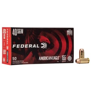 Box of Federal American Eagle .40 S&W 155 gr FMJ 1000-count ammunition