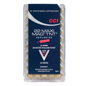 CCI Maxi-Mag TNT .22 WMR 30 gr HP rimfire ammunition box