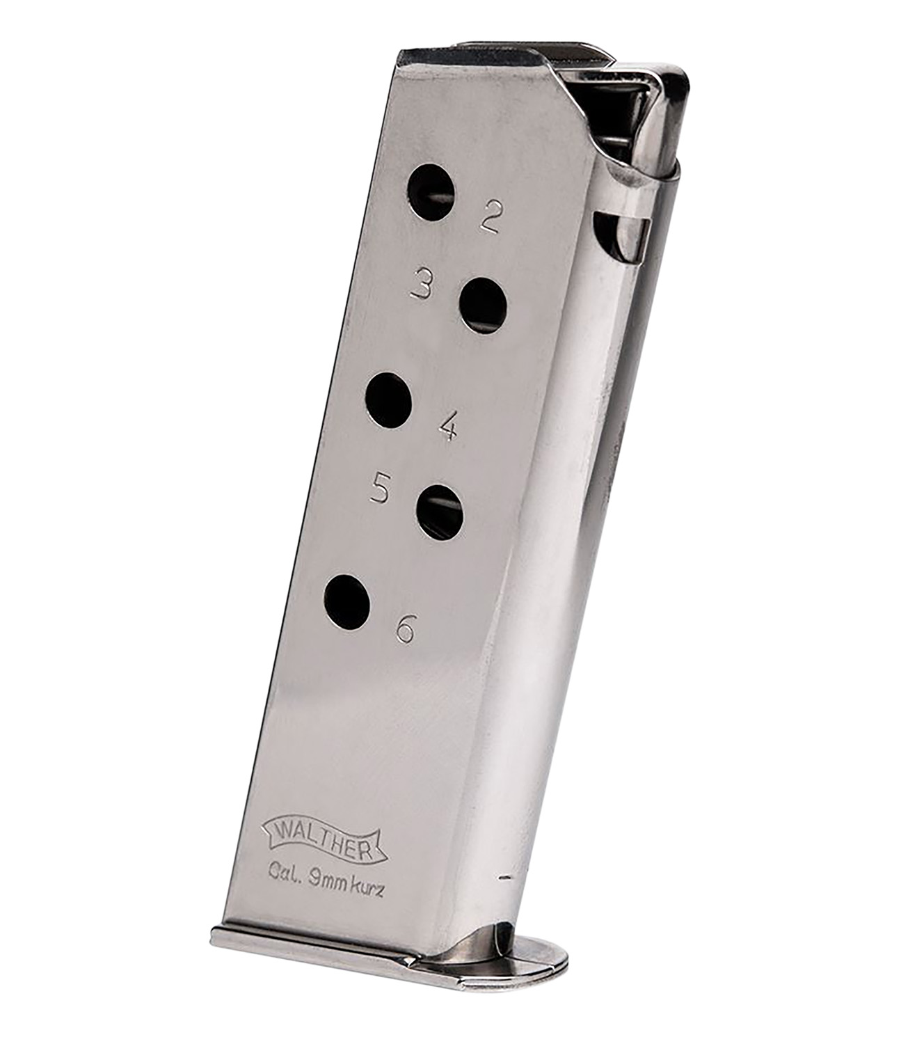 Walther PPK 6-round .380 ACP nickel-plated replacement magazine