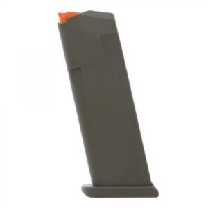 Glock G19 15-round OD magazine with orange follower and OD floor plate