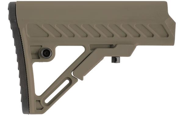 Leapers UTG PRO Model 4 S2 mil-spec polymer stock in Flat Dark Earth with rubberized butt pad