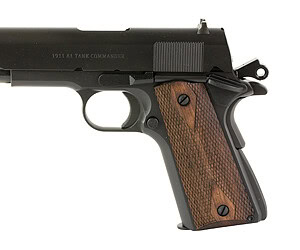 Tisas 1911 Tank Commander 9mm 4.25in pistol with Turkish walnut grips and grey Cerakote finish