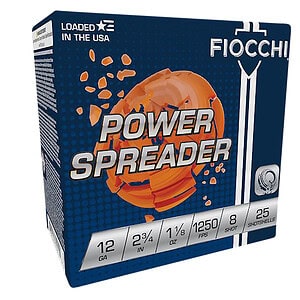 Fiocchi 12SSCX8 Exacta Target Power Spreader 12Gauge 2.75" 1 1/8oz 8Shot 25 Per Box/10 Case