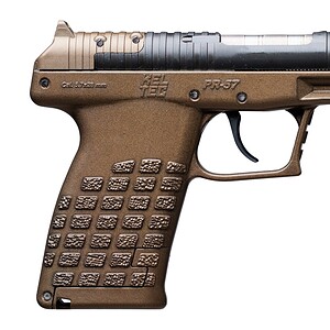 Kel-Tec PR57BBRZ PR-5.7 Compact Frame 5.7x28mm 20+1 4" Stainless Steel Rotary Barrel, Black Optic Ready/Serrated Slide, Burnt Bronze Frame & Textured Grip