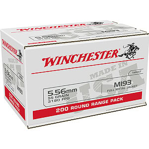 Winchester USA Lake City M193 5.56mm 55 grain FMJ 200 round box