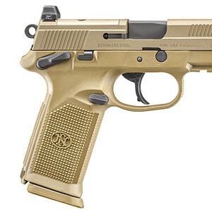 FN 66100223 FNX Tactical 45 ACP 10+1 4.50" Black Steel Barrel, Flat Dark Earth Optic Cut/Serrated Steel Slide & Polymer Frame w/Picatinny Rail, FDE Interchangeable Backstrap Grip, Ambidextrous