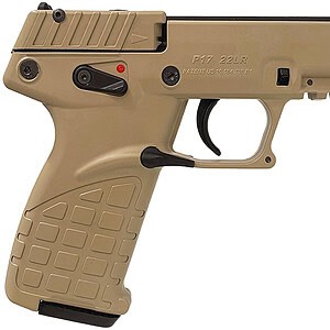 Kel-Tec P17DS P17 Compact Frame 22 LR 16+1 3.80" Black Steel Threaded Barrel, Desert Tan Serrated Slide Desert Tan Polymer Frame w/Picatinny Rail, Textured Grip Ambidextrous