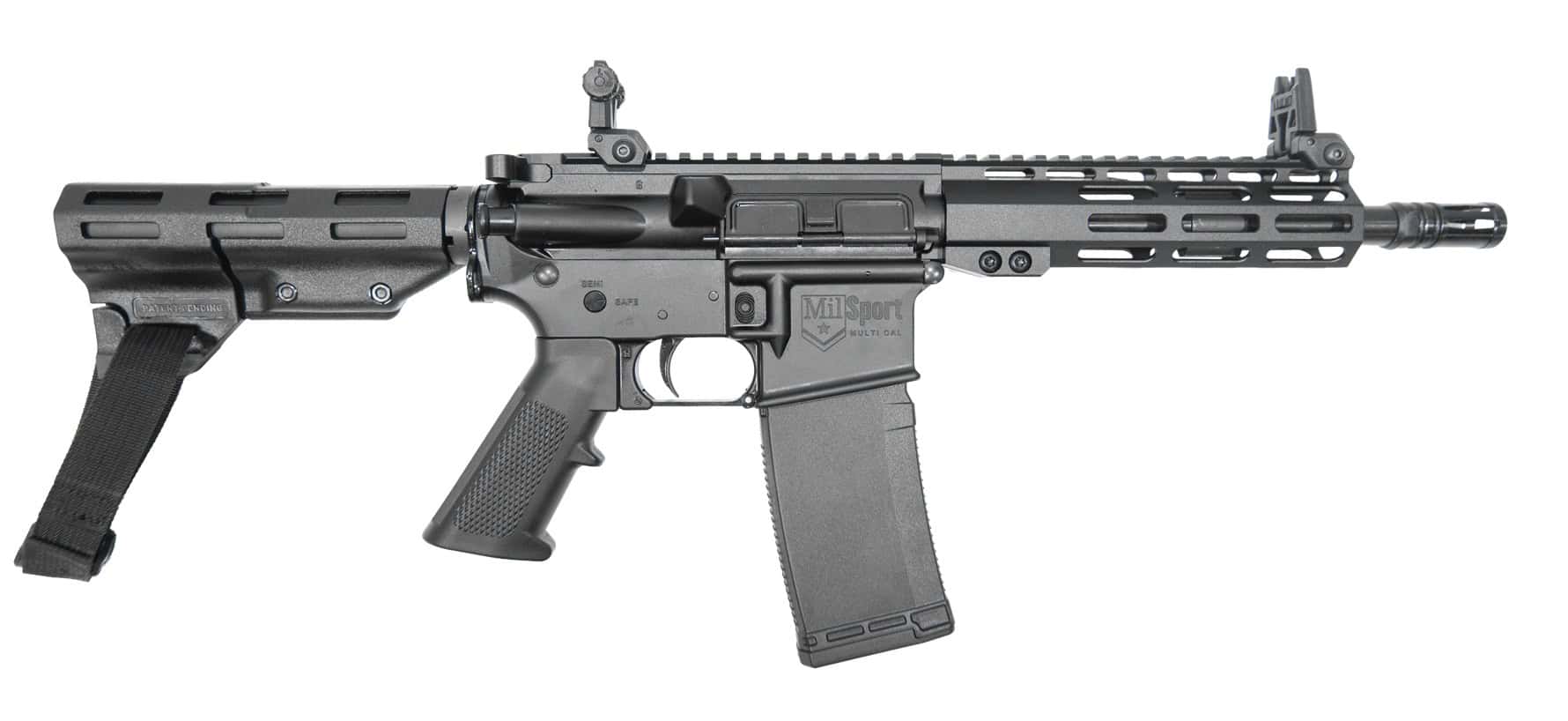 ATI MilSport 300BLK pistol 8.5 inch barrel matte black with M-LOK handguard and brace