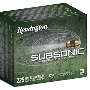 Remington Subsonic .22 LR 40 gr Hollow Point ammunition box, 225 rounds