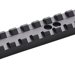 Picatinny rail for firearm accessories, precision-machined for durability and compatibility.