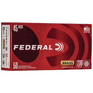 Federal Champion Training .45 ACP 230 gr FMJ ammunition box, 50 rounds