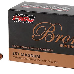 Box of 50 .357 Magnum bronze hunting revolver cartridges.