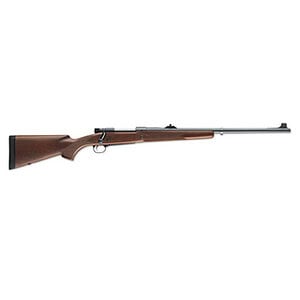 Vintage bolt-action rifle with wooden stock and metal barrel for hunting and shooting sports.