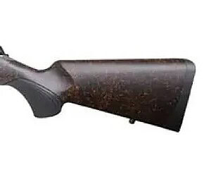 Hunting rifle with wooden stock and long barrel for outdoor shooting.