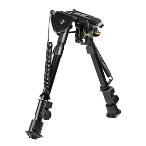 Adjustable tripod stand for cameras and equipment, black metal construction.